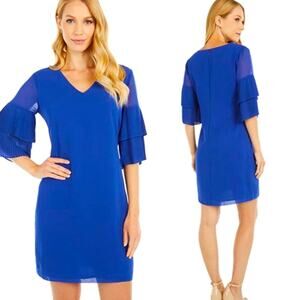 SALE: NWT Sam Edelman size 6 Solid Pleated Sleeve Shift Dress - Cobalt Blue